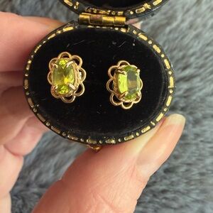 Elegant 9ct Gold and Peridot  Gemstone Earrings